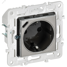 SKANDY Розетка с заземлением с защитными шторками 16А с USB C 18Вт SK-R17N никель IEK