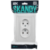 SKANDY Розетка 2-местная без заземления без защитных шторок для плоской вилки 10А SK-R03W стекло арктический белый