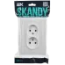 SKANDY Розетка 2-местная без заземления без защитных шторок для плоской вилки 10А SK-R03W стекло арктический белый