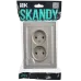 SKANDY Розетка 2-местная без заземления без защитных шторок для плоской вилки 10А SK-R03Sh стекло шампань