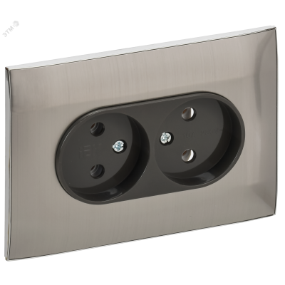 SKANDY Розетка 2-местная без заземления без защитных шторок 10А в сборе SK-R10N никель IEK