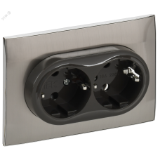 SKANDY Розетка 2-местная с заземлением без защитных шторок 16А в сборе SK-R08N никель IEK