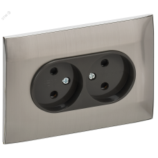 SKANDY Розетка 2-местная без заземления с защитными шторками 10А в сборе SK-R09N никель IEK