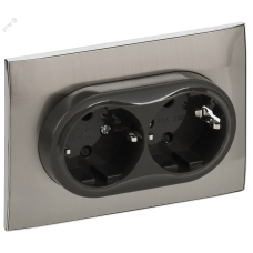 SKANDY Розетка 2-местная с заземлением с защитными шторками 16А в сборе SK-R07N никель IEK