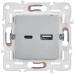 SKANDY Розетка USB A+C 18Вт SK-R13S серебряный IEK