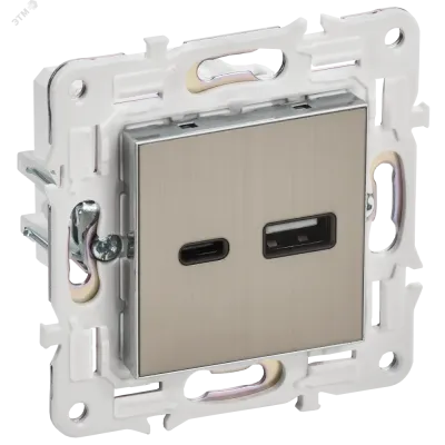SKANDY Розетка USB A+C 18Вт SK-R13N никель IEK