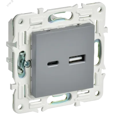 SKANDY Розетка USB A+C 3,1А SK-R14Gr серый IEK
