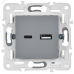 SKANDY Розетка USB A+C 3,1А SK-R14Gr серый IEK