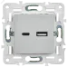 SKANDY Розетка USB A+C 3,1А SK-R14S серебряный IEK