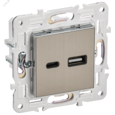 SKANDY Розетка USB A+C 3,1А SK-R14N никель IEK