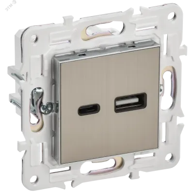 SKANDY Розетка USB A+C 3,1А SK-R14N никель IEK