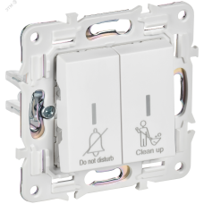 SKANDY Выключатель 2-клавишный с индикацией для отелей 10А SK-V16W арктический белый IEK