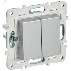 SKANDY Выключатель 2-клавишный перекрестный 10А SK-V06S серебряный IEK
