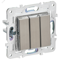 SKANDY Выключатель 3-клавишный 10А SK-V11N никель IEK