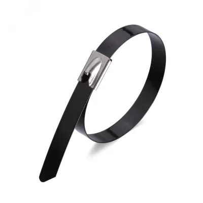 Стяжка стальная СКС-П (304) 7.9х500 (50шт) из нержавеющей стали AISI 304 с полимерным покрытием