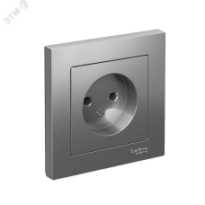 Розетка ATLASDESIGN без заземления 16А в сборе сталь