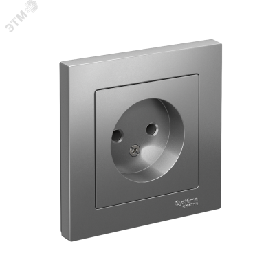 Розетка ATLASDESIGN без заземления 16А в сборе сталь