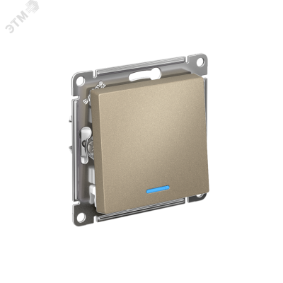 ATLASDESIGN 1-клавишный ПЕРЕКЛЮЧАТЕЛЬ с подсветкой, сх.6а, 10АХ, быстрозажимные клеммы, ШАМПАНЬ