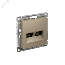 Розетка ATLASDESIGN двойная компьютерная RJ45+RJ45 категория 5E механизм шампань