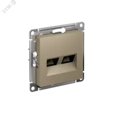 Розетка ATLASDESIGN двойная компьютерная RJ45+RJ45 категория 5E механизм шампань