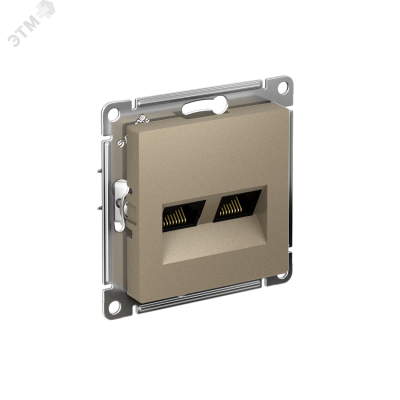 Розетка ATLASDESIGN двойная компьютерная RJ45+RJ45 категория 5E механизм шампань