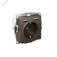 РОЗЕТКА ATLASDESIGN 16А c 2 USB A+A, 5В/2,4А, 2х5В/1,2А, механизм, МОККО