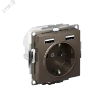 РОЗЕТКА ATLASDESIGN 16А c 2 USB A+A, 5В/2,4А, 2х5В/1,2А, механизм, МОККО
