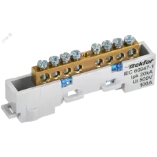 TEKFOR Шина N ноль неизолированная на универсальном держателе 6х9-8-С IEK