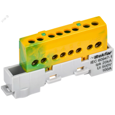 TEKFOR Шина PE земля изолированная на универсальном держателе 6х9-8-ЖЗ IEK