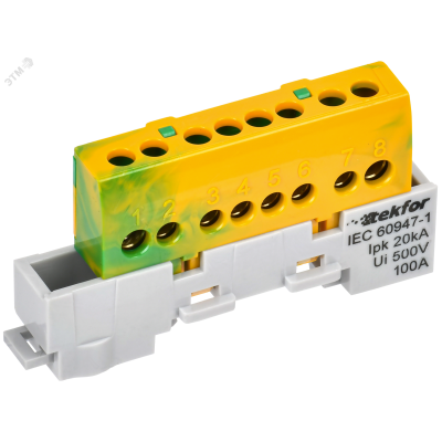 TEKFOR Шина PE земля изолированная на универсальном держателе 6х9-8-ЖЗ IEK