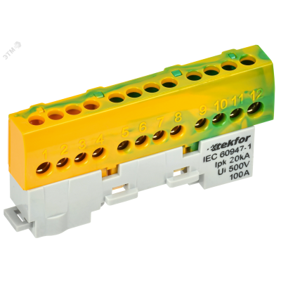 TEKFOR Шина PE земля изолированная на универсальном держателе 6х9-12-ЖЗ IEK