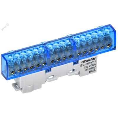 TEKFOR Шина N ноль изолированная на универсальном держателе 6х9-16-С IEK