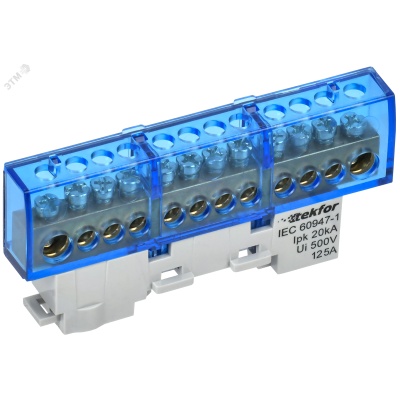 TEKFOR Шина N ноль изолированная на универсальном держателе 8х12-12-С IEK