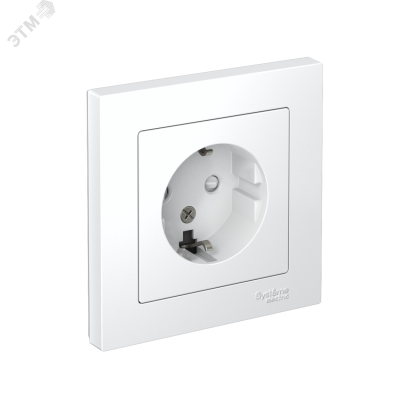 Розетка ATLASDESIGN с заземлением со шторками 16А в сборе белый