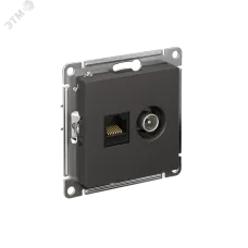 ATLASDESIGN РОЗЕТКА двойная ТВ + компьютерная RJ45, кат. 5Е, БАЗАЛЬТ