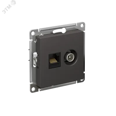ATLASDESIGN РОЗЕТКА двойная ТВ + компьютерная RJ45, кат. 5Е, БАЗАЛЬТ
