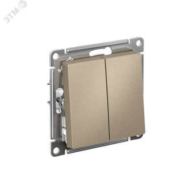 ATLASDESIGN 2-клавишный ВЫКЛЮЧАТЕЛЬ, сх.5, 10АХ, быстрозажимные клеммы, ШАМПАНЬ