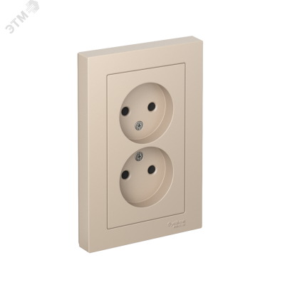 ATLASDESIGN РОЗЕТКА двойная без заземления со шторками,16А, в сборе, ПЕСОЧНЫЙ
