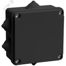 Коробка распаячная КМ41233 для открытой проводки безгалогенная (HF) 100х100х50мм IP44 6 гермовводов черная (RAL 9005) IEK