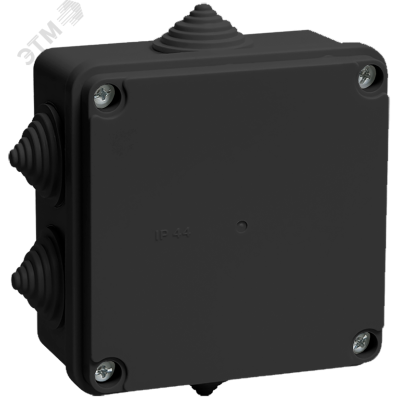Коробка распаячная КМ41233 для открытой проводки безгалогенная (HF) 100х100х50мм IP44 6 гермовводов черная (RAL 9005) IEK