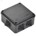 Коробка распаячная КМ41233 для открытой проводки безгалогенная (HF) 100х100х50мм IP44 6 гермовводов черная (RAL 9005) IEK