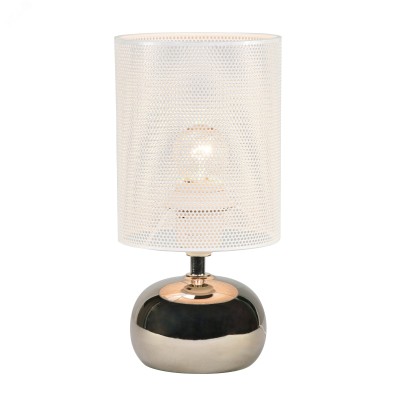 Светильник настольный декоративный под лампу Е14 40W Механический выключатель Серебристый/Белый ТМ UML-B307 E14 SILVER/WHITE