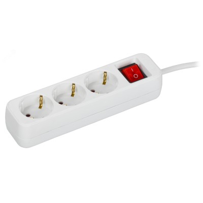 UMA Удлинитель У03К 3 места 5м 3х1,5мм2 16А бел. IEK с кнопкой