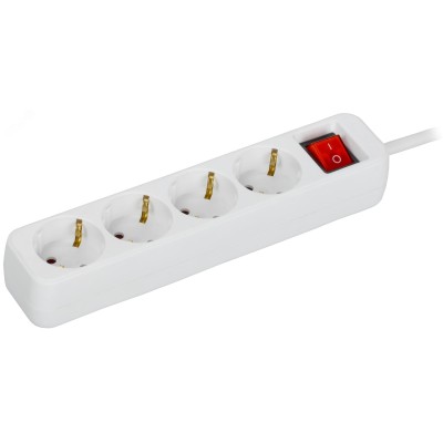 UMA Удлинитель У04К 4 места 3м 3х1,5мм2 16А бел. IEK с кнопкой