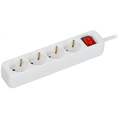 UMA Удлинитель У04К 4 места 5м 3х1,5мм2 16А бел. IEK с кнопкой