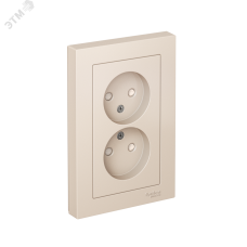 Розетка ATLASDESIGN двойная без заземления со шторками 16А в сборе бежевый