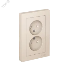 Розетка ATLASDESIGN двойная без заземления со шторками 16А в сборе бежевый