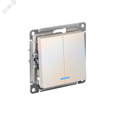 ATLASDESIGN 2-клавишный ВЫКЛЮЧАТЕЛЬ с подсветкой ,сх.5а, 10АХ, быстрозажимные клеммы, ЖЕМЧУГ