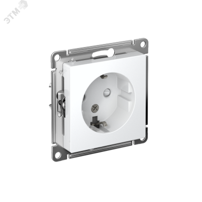 Розетка ATLASDESIGN с заземлением со шторками 16А механизм белый