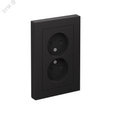 Розетка ATLASDESIGN двойная без заземления со шторками 16А в сборе карбон